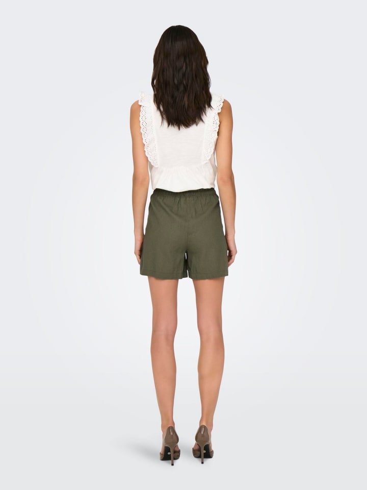 JACQUELINE de YONG Shorts Hohe Taille loose Fit Elastische Taille Kordelzug in Olive günstig kaufen