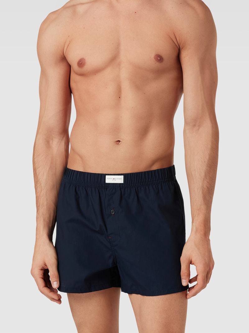 Boxershorts mit Label-Stitching im 3er-Pack in dunkelblau