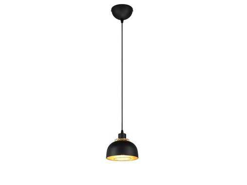 meineWunschleuchte LED Pendelleuchte, Dimmfunktion, LED wechselbar, warmweiß, Designer Esstischlampe einflammig über Kücheninsel Schwarz Gold, 18cm