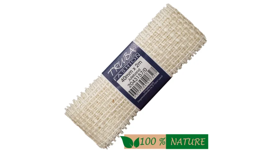 TRUBA 100% Natur Juteband weiss 2 m