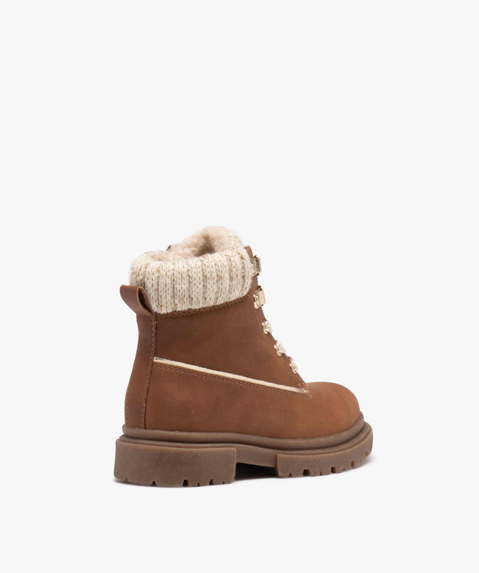 Boots fille unies avec col en maille chaussette et intérieu... camel | GEMO