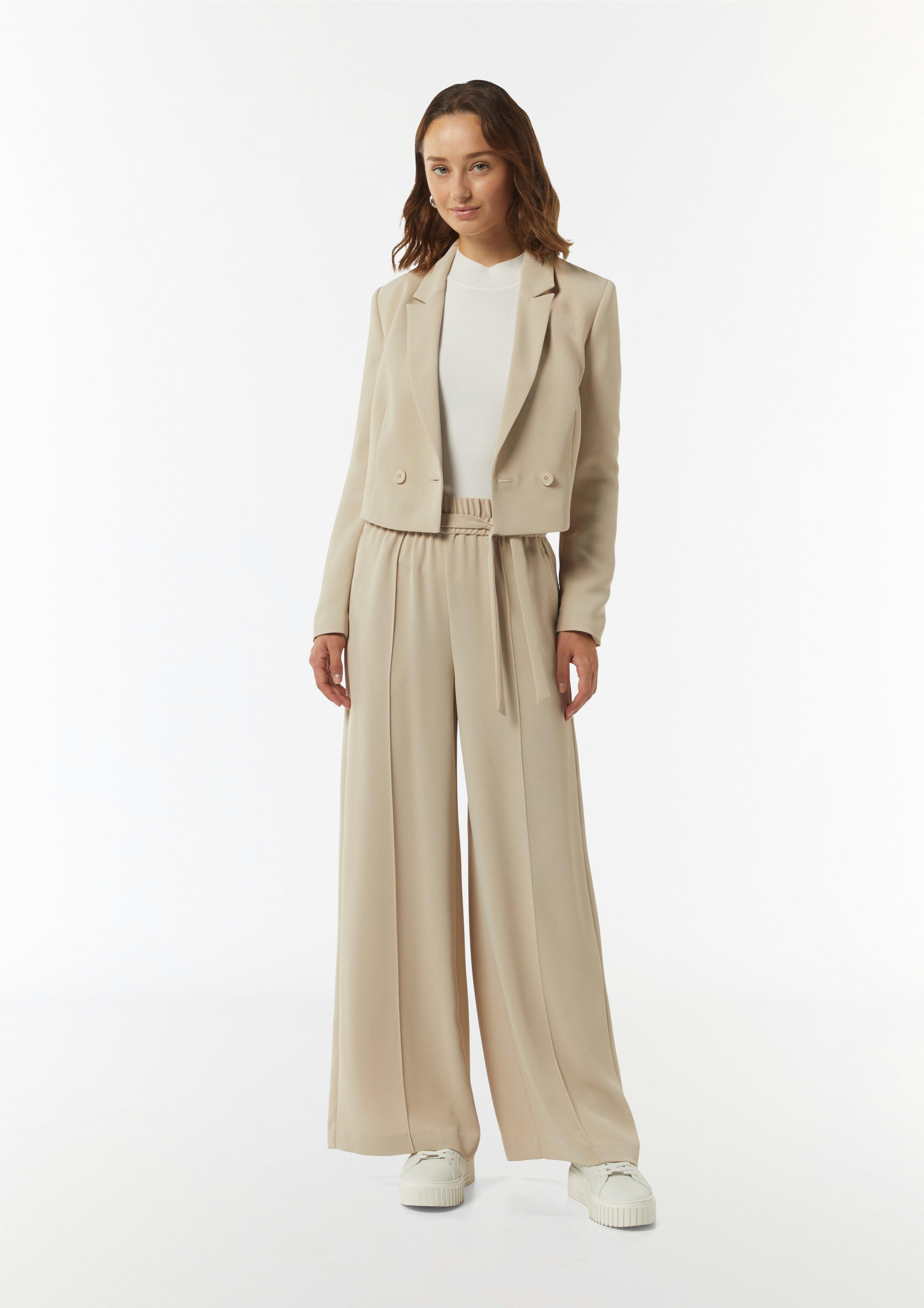 Verkürzter Blazer mit Reverskragen - beige