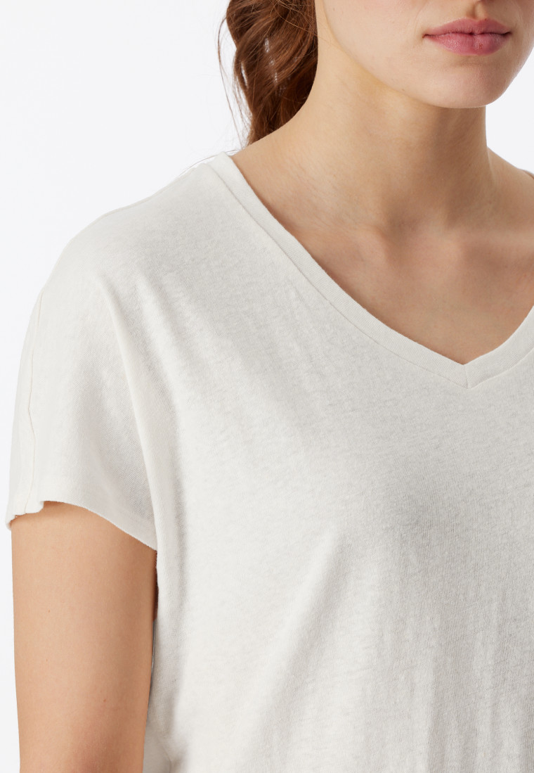 Shirt kurzarm V-Ausschnitt creme - Mix+Relax