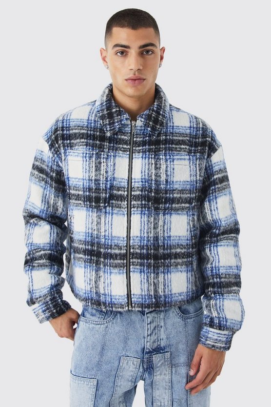 Kastige karierte Harrington-Jacke
