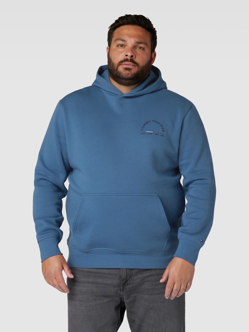 PLUS SIZE Hoodie mit Label-Print Modell 'SHADOW' in marineblau