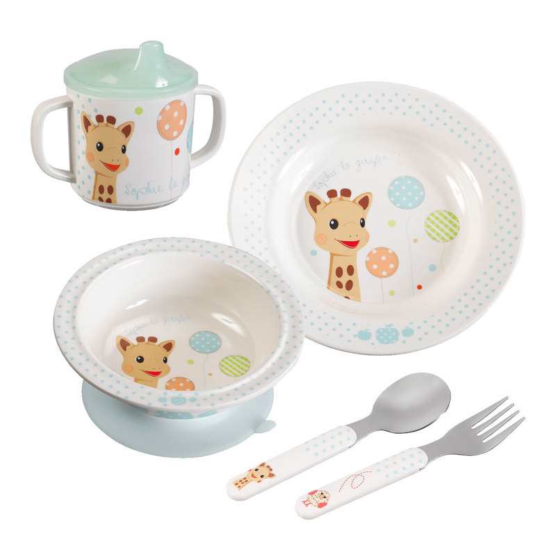 Coffret repas mélamine Sophie la girafe bleu