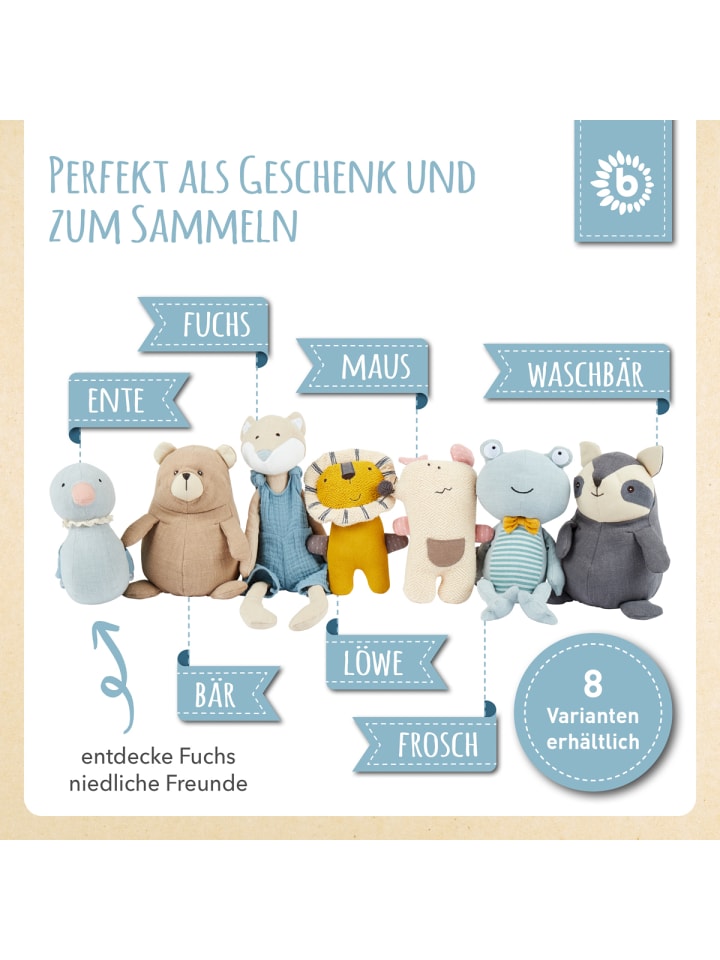 Bieco Spielwaren Kuscheltier aus Leinen & Musselin Fuchs - ab Geburt in Blau günstig kaufen onesize