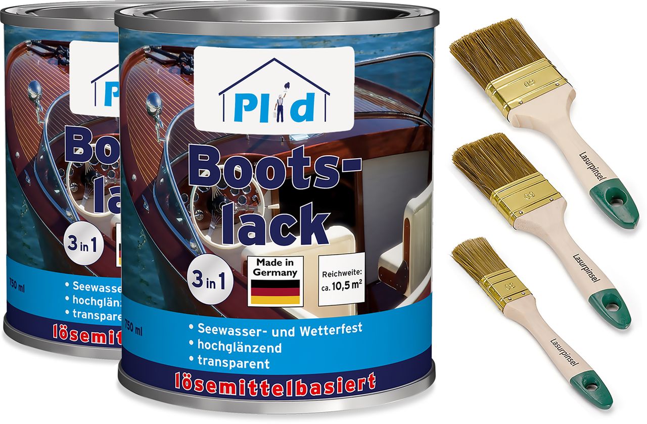 Plid Premium Bootslack Klarlack Parkettlack Holzlack Anstreichset Farblos