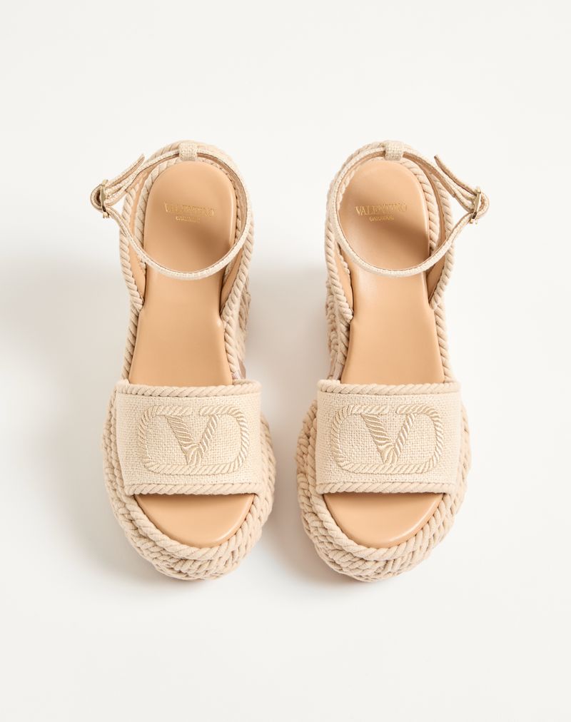 VLogo Torchon Wedge Sandal in Linen Canvas 130mm