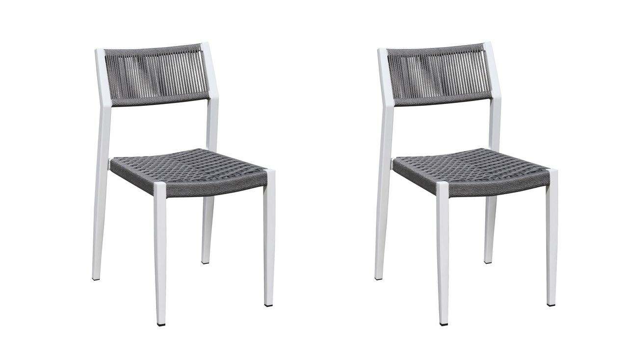 Grasekamp Stapelstuhl-Set Sol 2 teilig aus Aluminium - Weiß/Grau