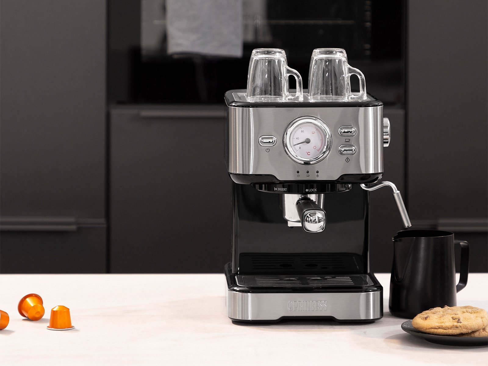 Setpoint Siebträgermaschine, italienische Siebdruck Kaffee & ESE Espresso-Maschine & Milchkännchen