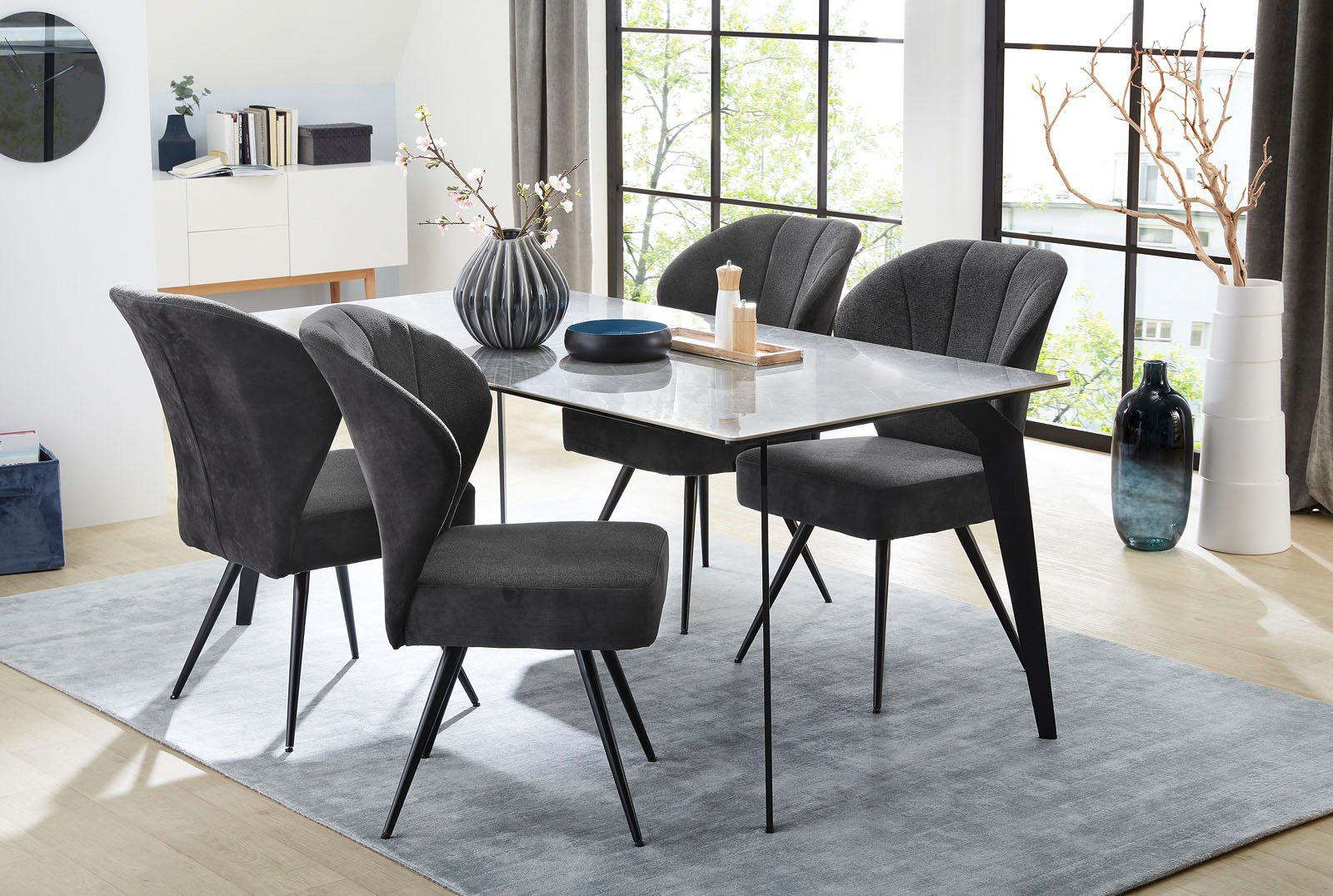 Jockenhöfer Gruppe Freischwinger Oder (Set, 4 St), mit Taschenfederkenpolsterung, Materialmix, in 2 Farben bestellbar