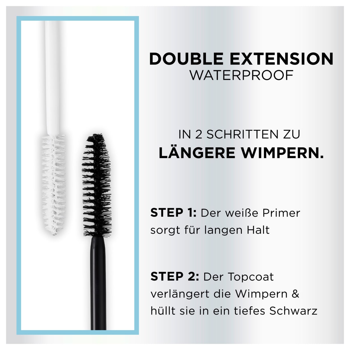 Mascara Double Extension Waterproof Black, 12 ml