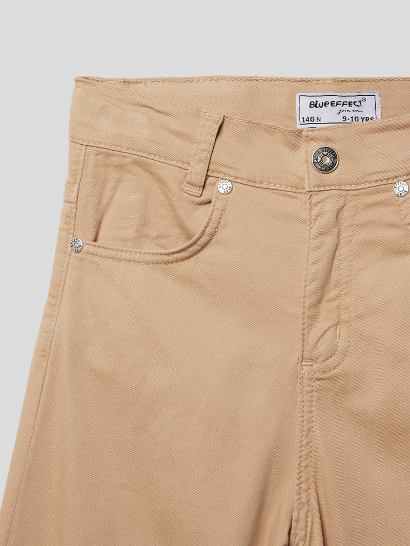 Schlaghose mit Label-Detail in beige