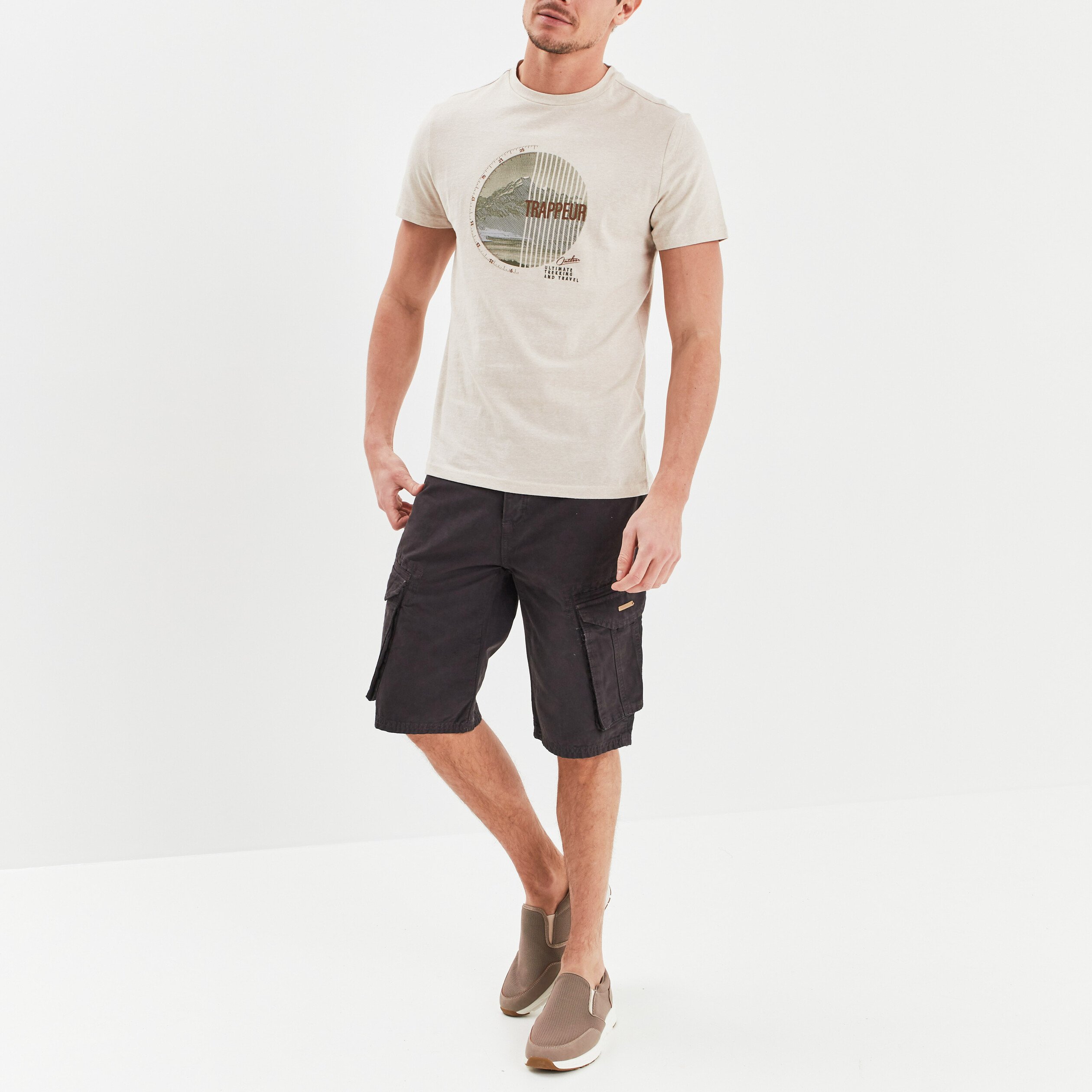 Bermuda cargo droit Trappeur gris foncé homme | La Halle