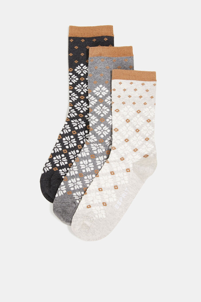 3er-Pack grobe Norweger-Stricksocken