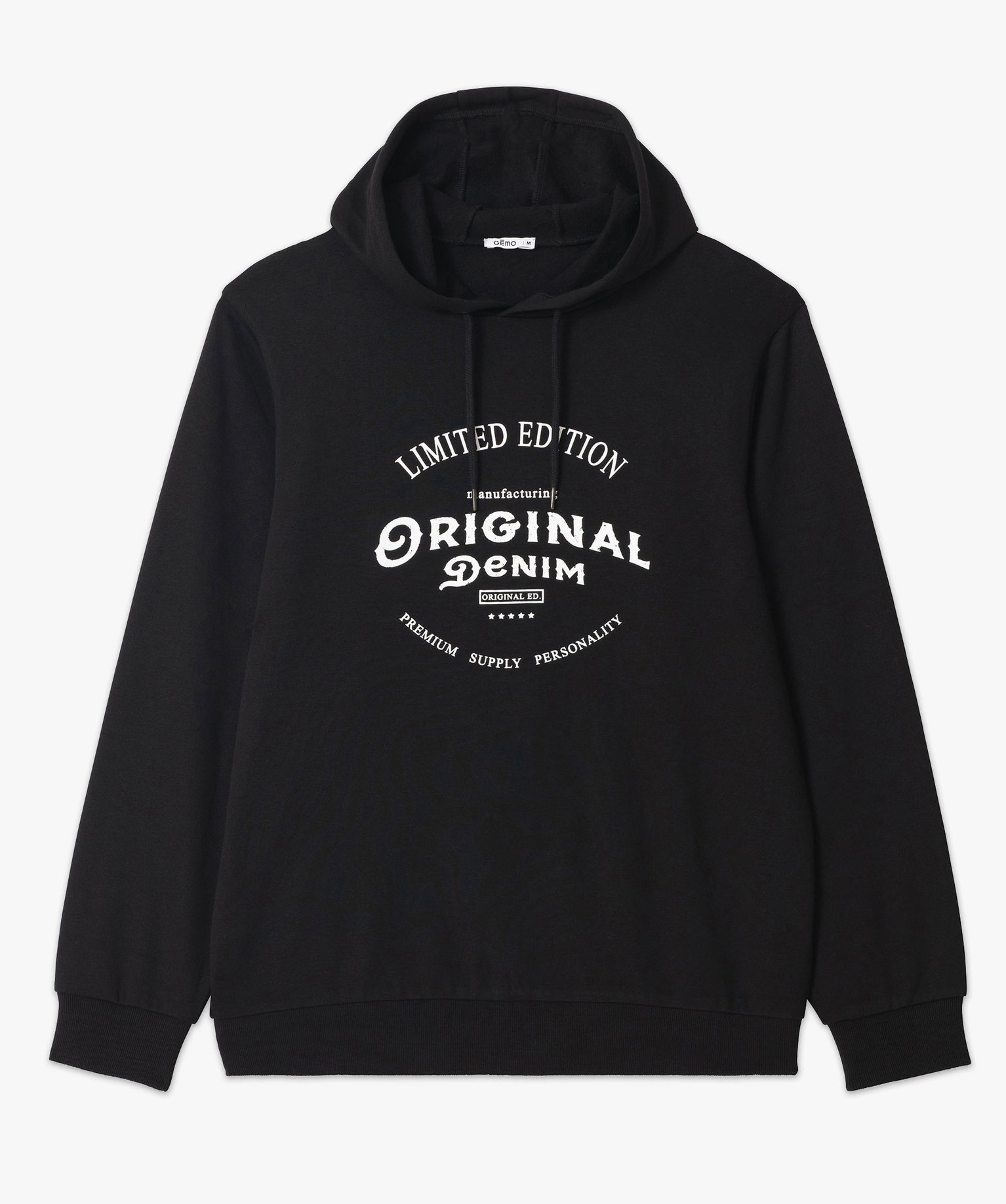 Sweat à capuche en molleton imprimé homme noir | GEMO