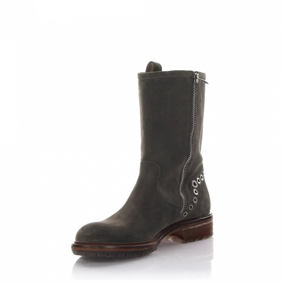 Rossano Bisconti - Stiefeletten Veloursleder Metallverzierung grau - grau