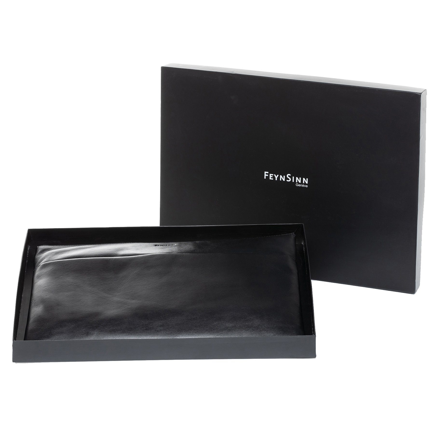FEYNSINN Laptoptasche Leder Businesstasche Unisex MiKa, Laptoptasche 13 Zoll, Aktentasche Echtleder Damen Herren schwarz