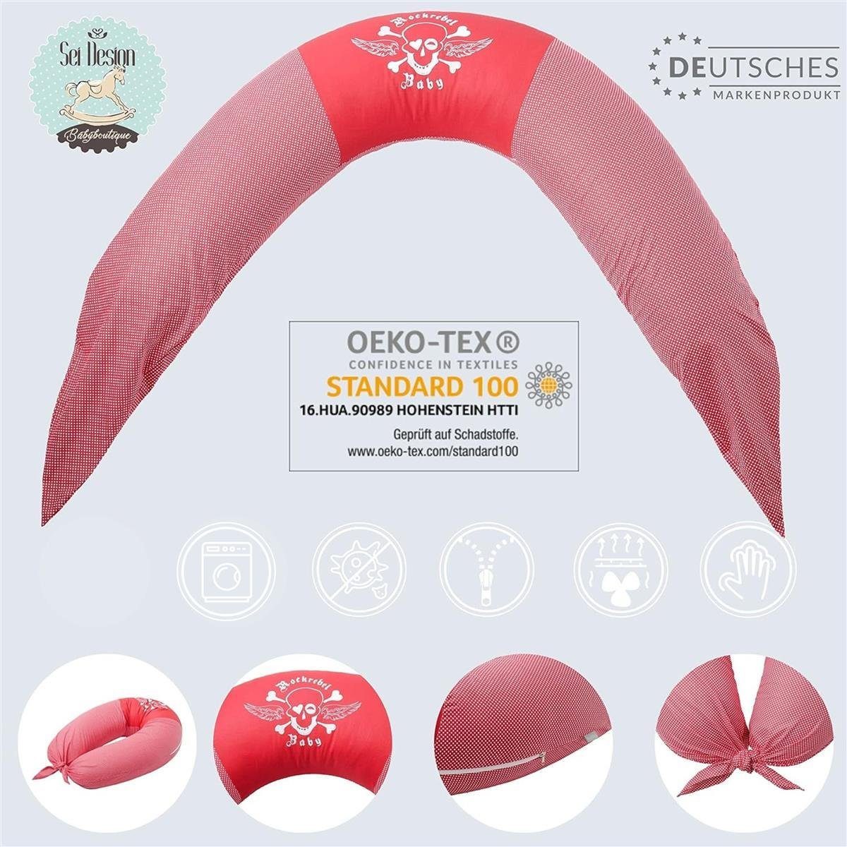 SEI Design Stillkissen Seitenschläferkissen Babynestchen Kuschelnest XXL, Schwangerschaftskissen mit Bezug, Bezug 100% Baumwolle