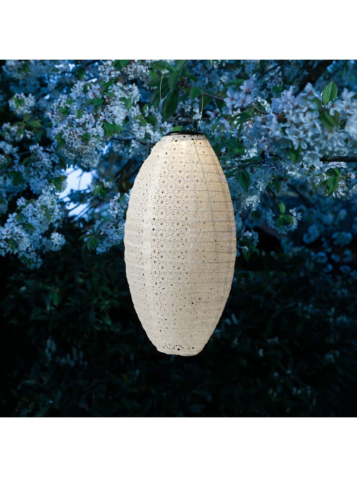 MARELIDA LED Solar Lampion oval mit Blumenmuster H: 38cm in weiß günstig kaufen onesize