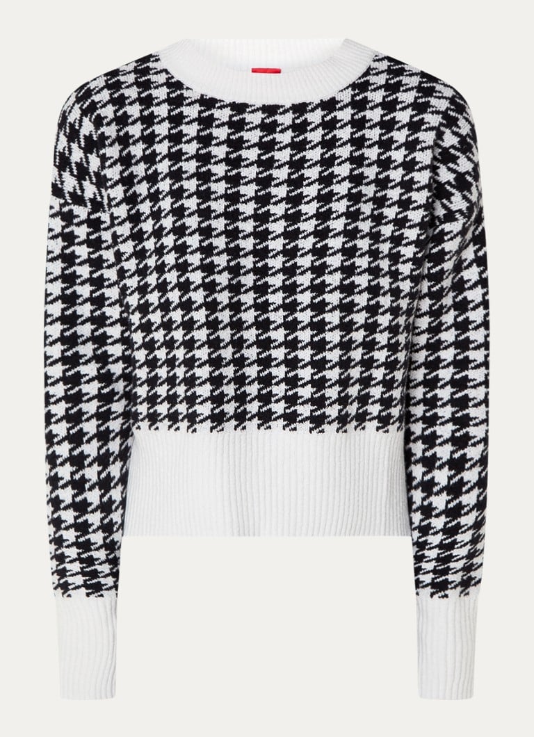 Pulover HUGO BOSS Surpar cu imprimeu cocktail și imprimeu fin din tricot
