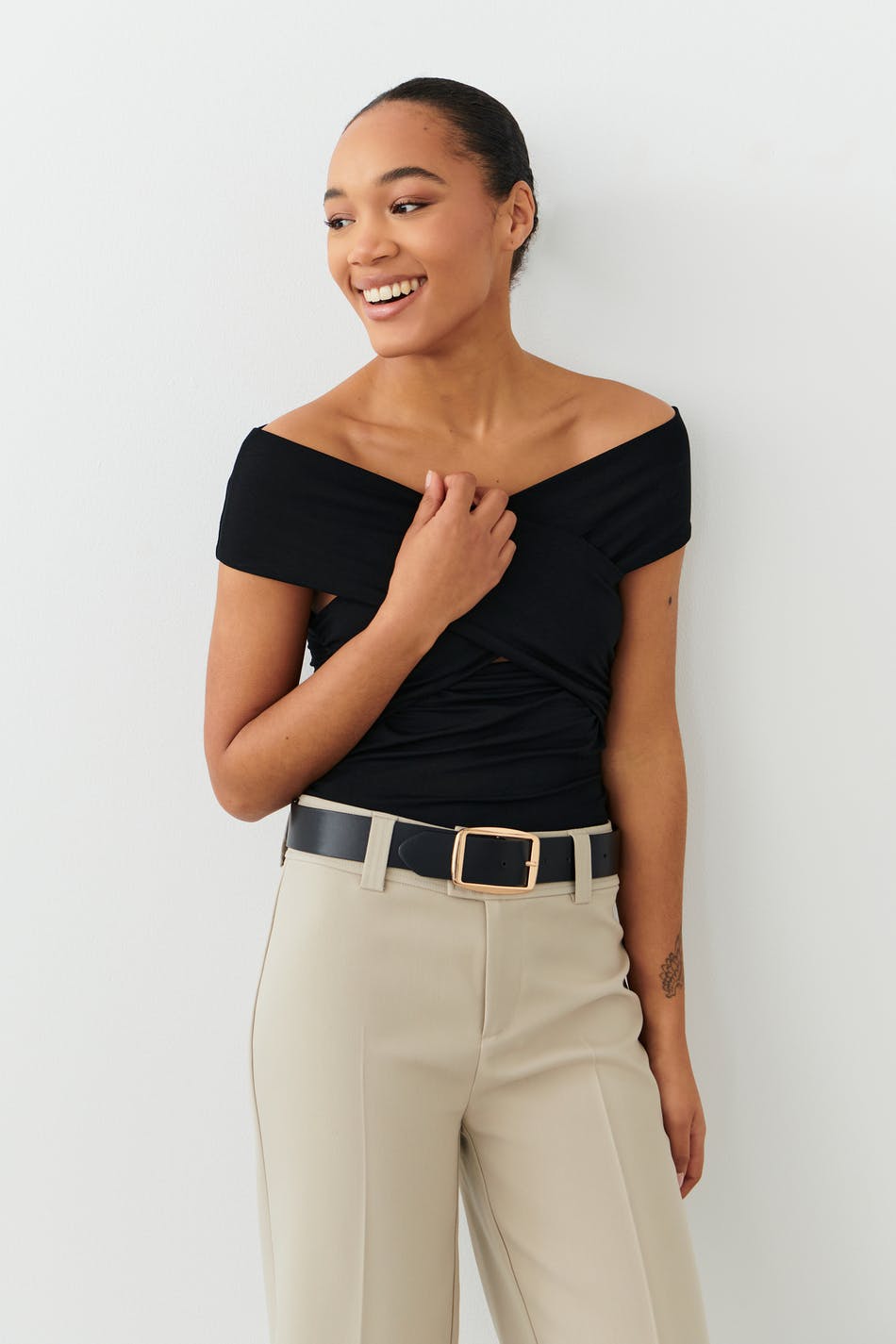 Soft touch wrap top