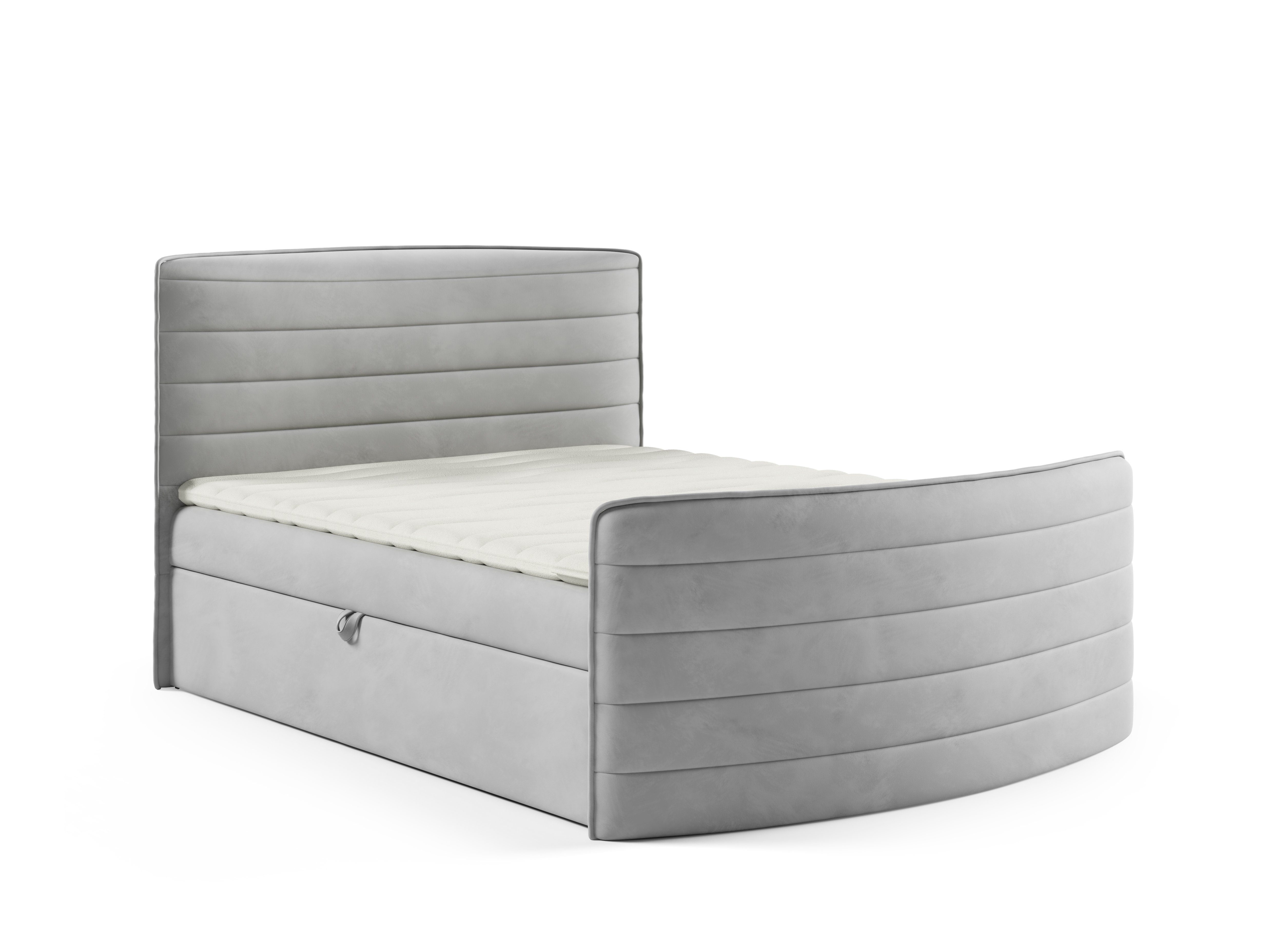 sofa4you Boxspringbett CLEO in Velourstoff inkl. Bettkästen, Bonellmatratze und Topper (pro Set vier Packstücke), mit seitliche öffnenden Bettkasten, inklusive Matratze und Topper