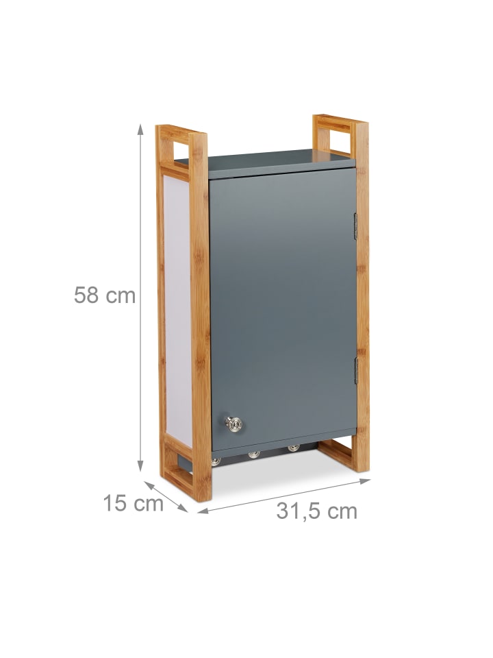 relaxdays Hängeschrank in Dunkelgrau - (B)31,5 x (H)58 x (T)15 cm günstig kaufen onesize