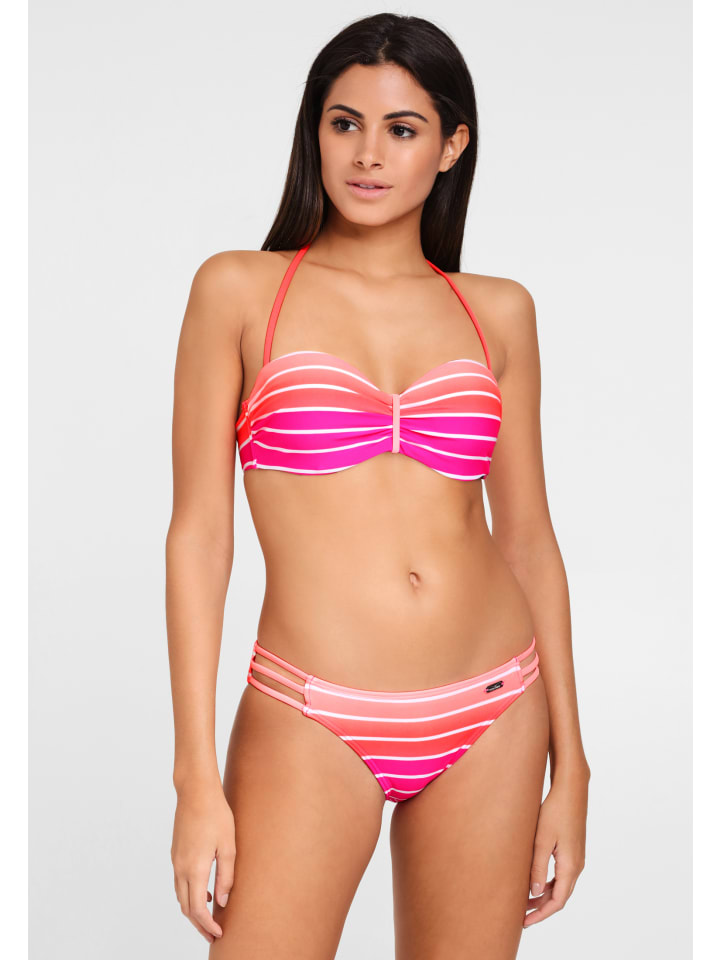 Venice Beach Bügel-Bandeau-Bikini in pink-gestreift günstig kaufen