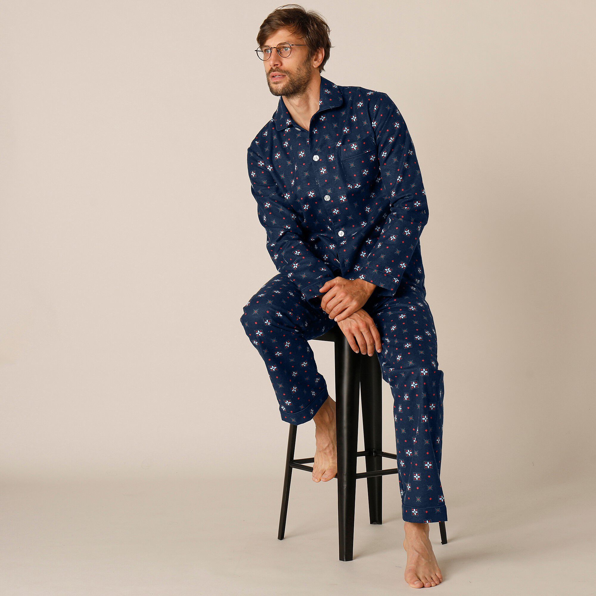 Pyjama boutonné imprimé flanelle
