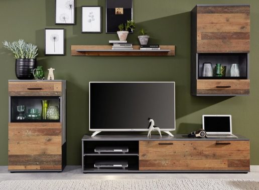 trendteam Wohnwand Mango, (Set 4-teilig, ca. 246 x 190 cm), Used Wood Design
