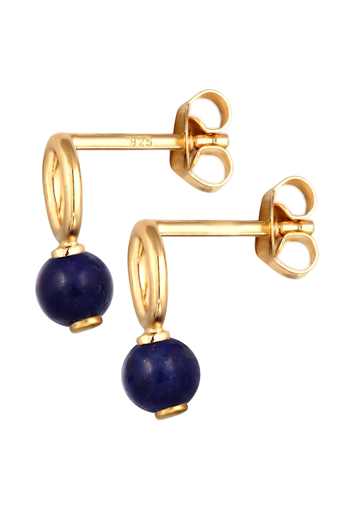 Elli Elli naušnice s kamenom, ženske okrugle plave lapis lazuli, 925 sterling srebro, večernja odjeća