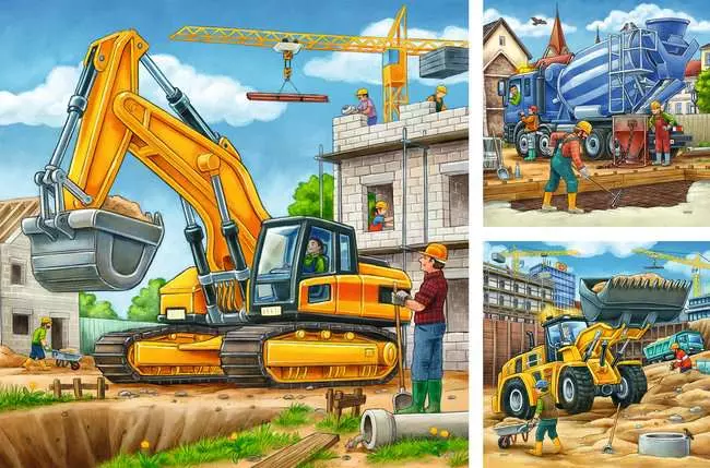 Kinderpuzzle ab 5 Jahren - Große Baufahrzeuge - 49 Teile