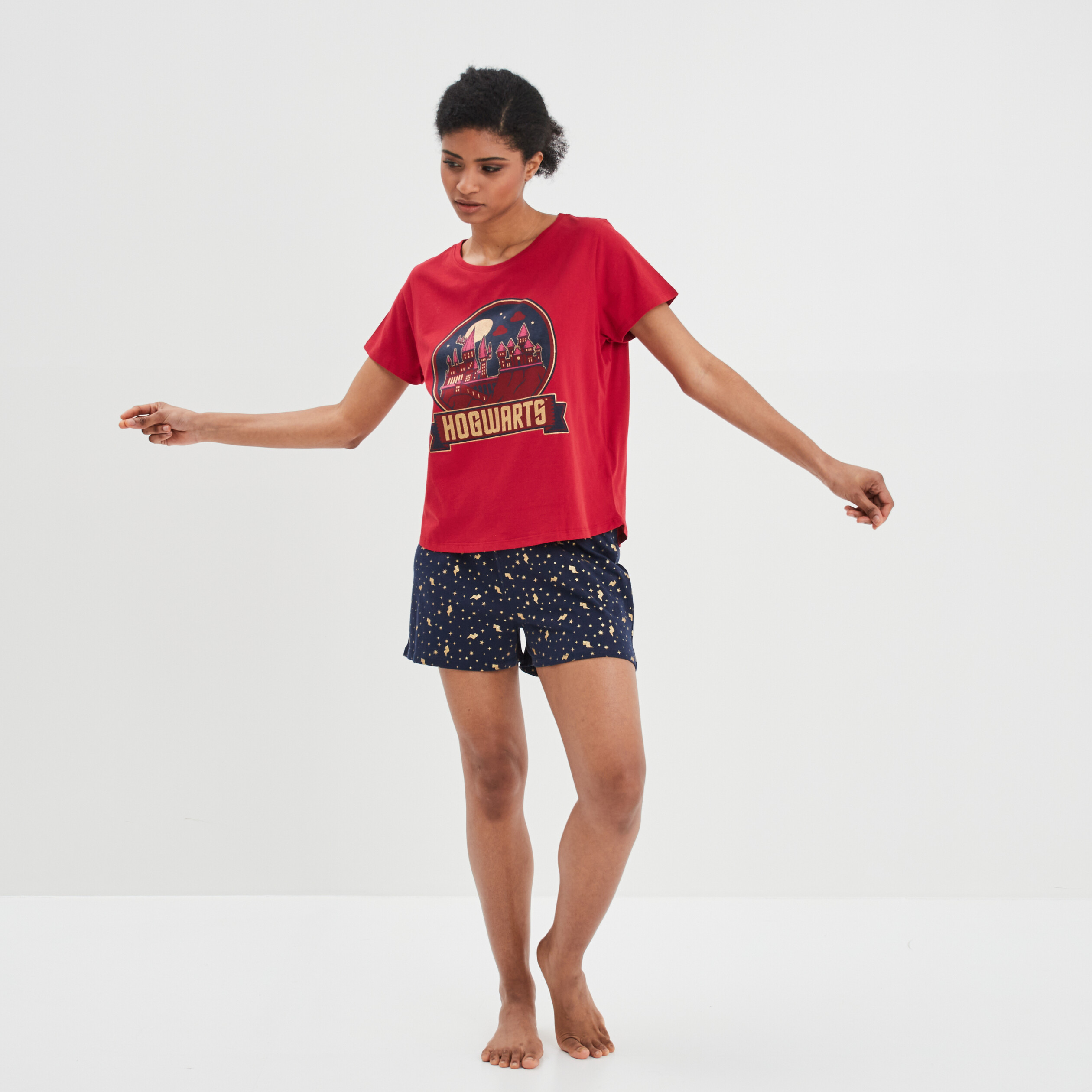 Ensemble pyjama short coton Harry Potter bordeaux femme | La Halle