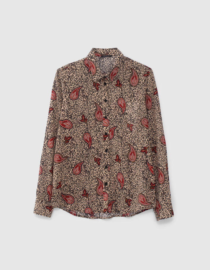 Chemise écrue recyclée imprimé léo cachemire Femme
