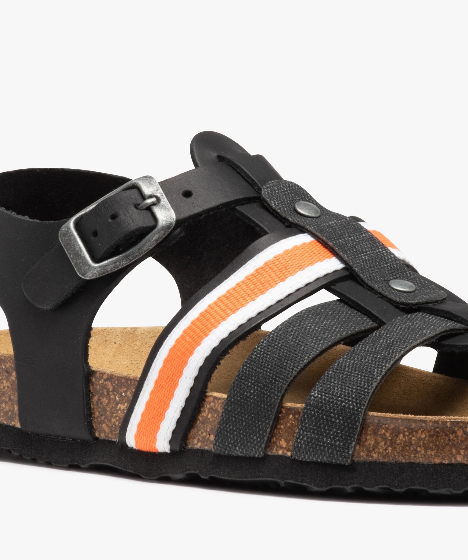 Sandales Garçon en à brides contrastantes noir | GEMO