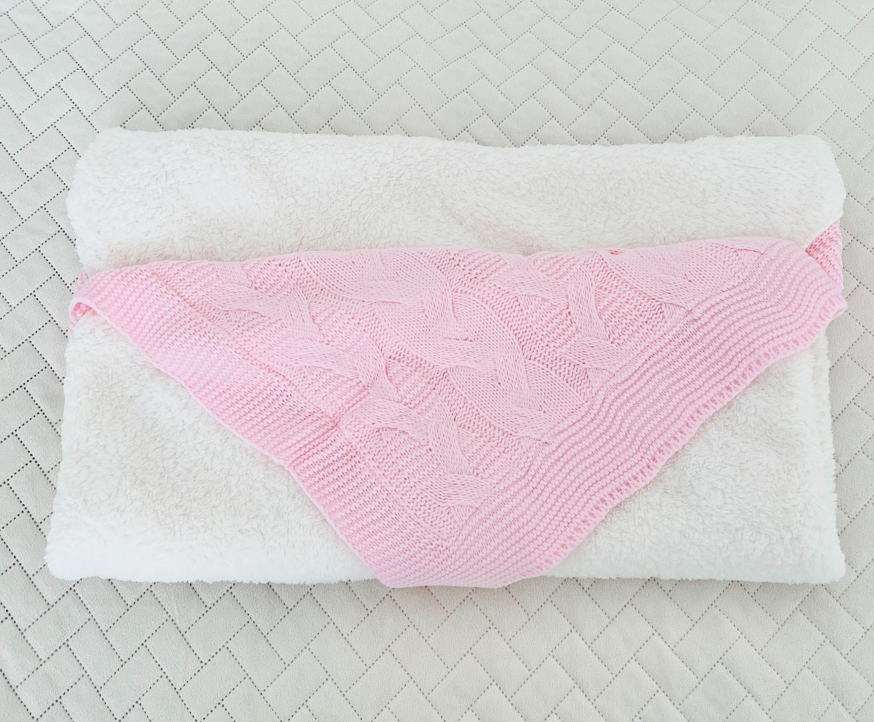 Babydecke Kuscheldecke, NoblesBox, Innen Wollig, Strickdecken in verschiedenen Farben, 110cm x 100cm