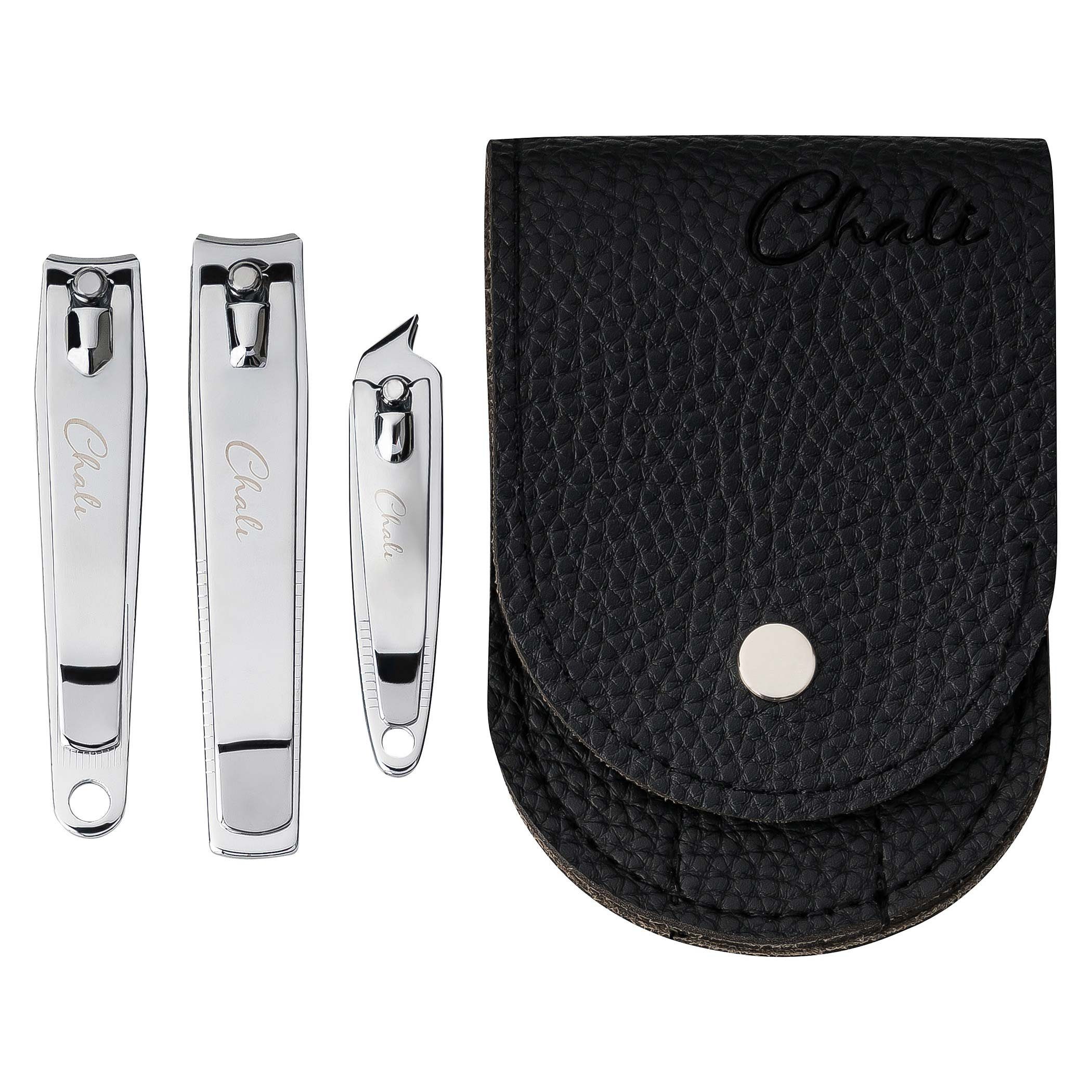 Chali Maniküre-Pediküre-Set Nagelknipser Set 3-tlg. mit Etui, Edelstahl Nagelzwicker 8cm 7,5cm 6cm, 3-tlg., Nagelknipser 8cm, Nagelknipser 7,5cm, Nagelknipser 6cm