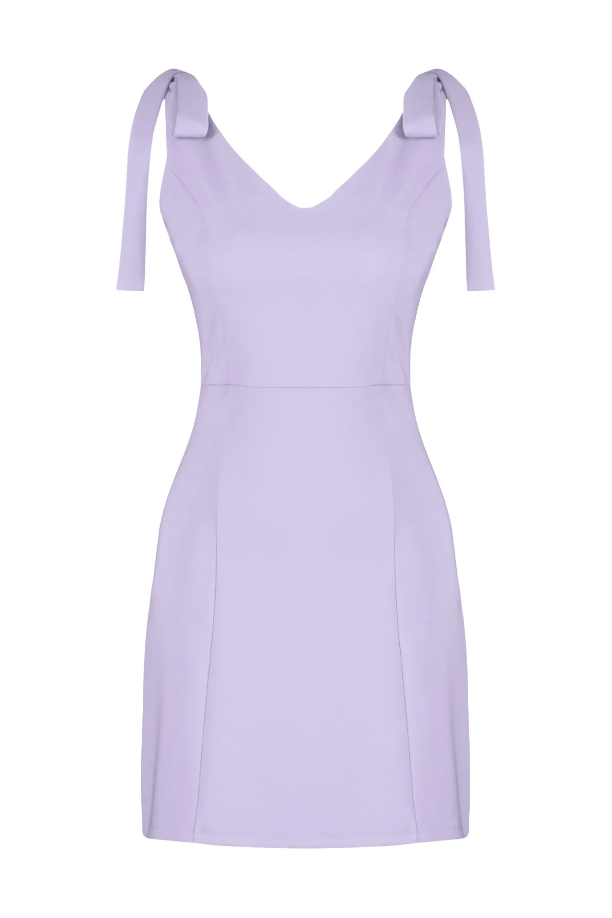 Trendyol Collection  Fliederfarbenes, figurbetontes Mini-Webkleid mit Bindeband TWOSS24EL00510