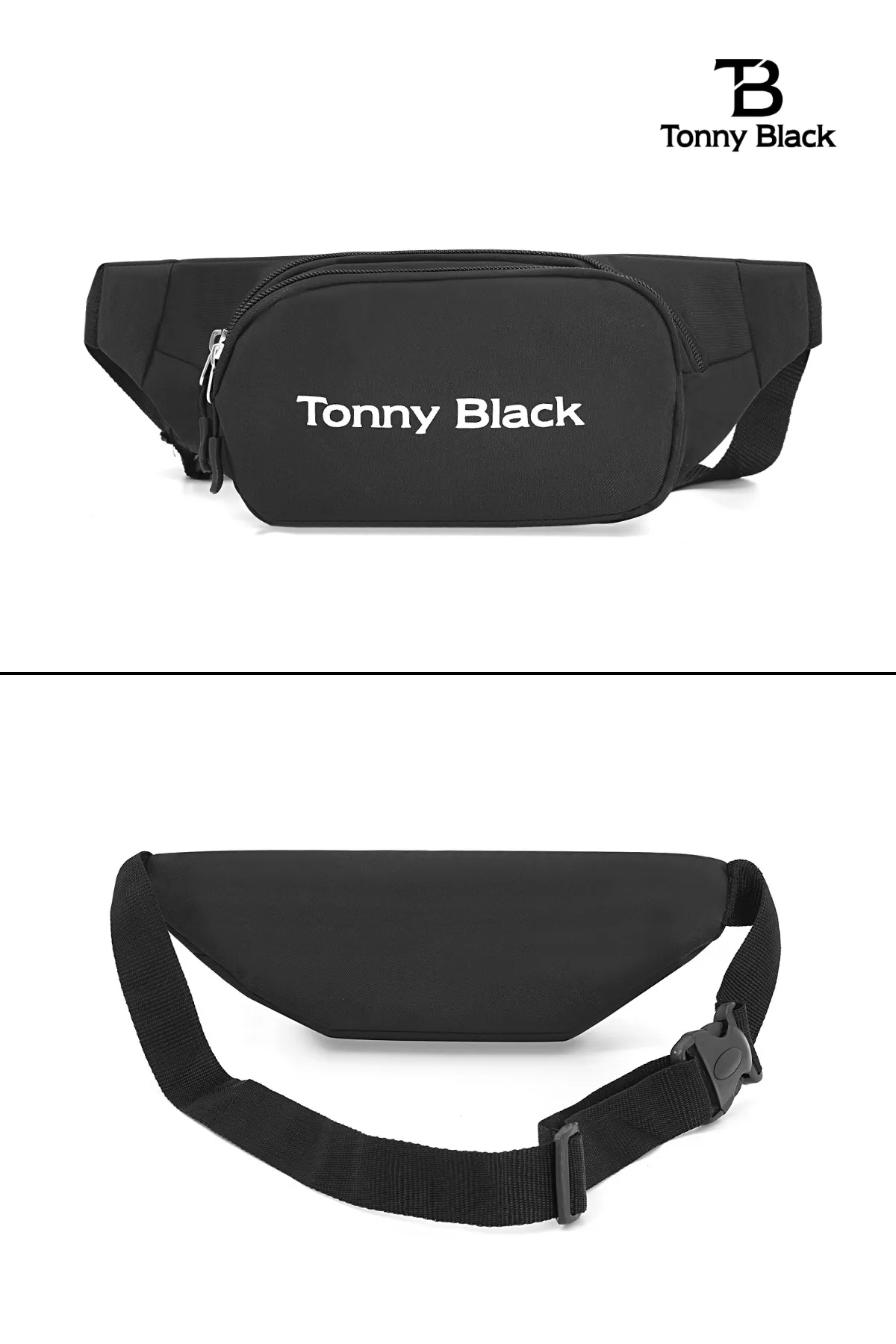 Tonny Black  Original wasserdichte Unisex-Umhängetasche mit 2 Fächern und verstellbarem Riemen für den Alltag und Sport, Schulter- und Hüfttasche