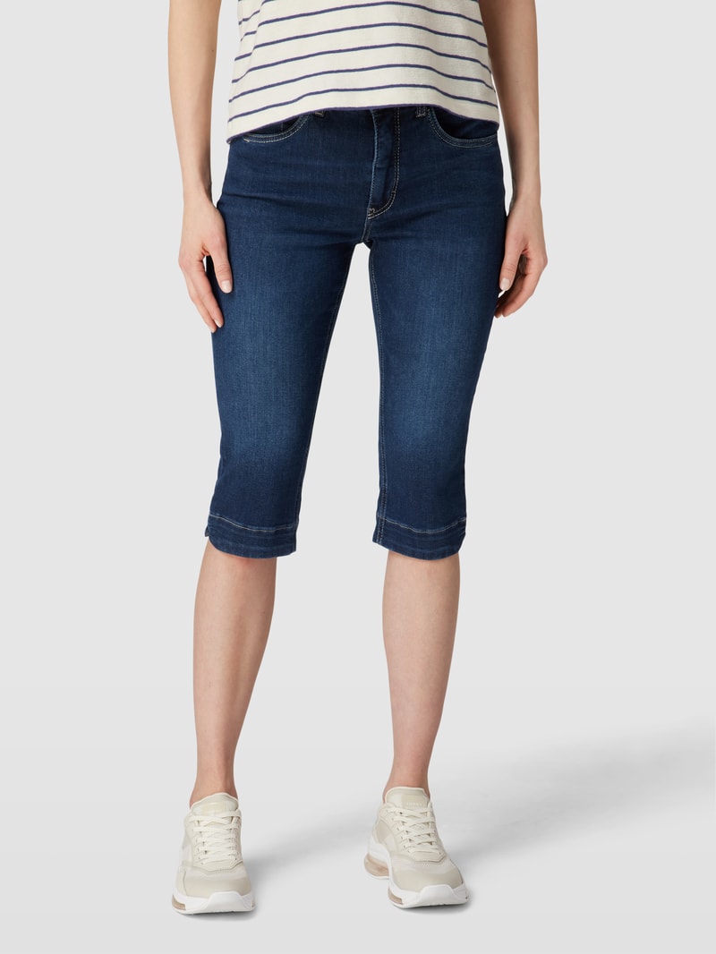Caprijeans mit Ziernähten Modell 'DREAM' in blau