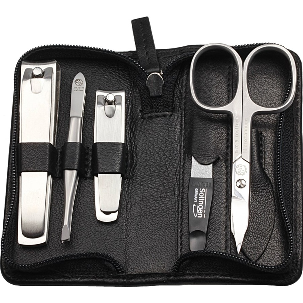 Hans Kniebes Étui de manucure en cuir Nappa 6 pièces Kit de soins pour les ongles
