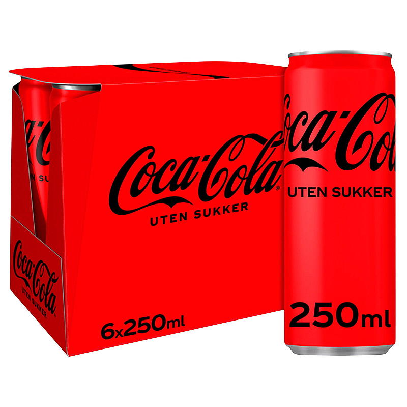 Coca-cola Coca-cola u/sukker 6-pk 250 ml boks