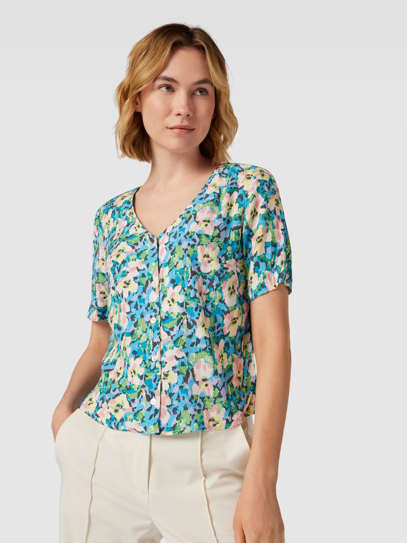 Bluse mit floralem Muster in blau