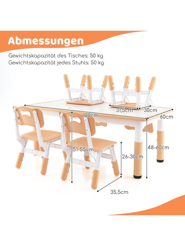 COSTWAY Kindersitzgruppe 5 tlg. ab 18 Monaten in Hellbraun günstig kaufen onesize