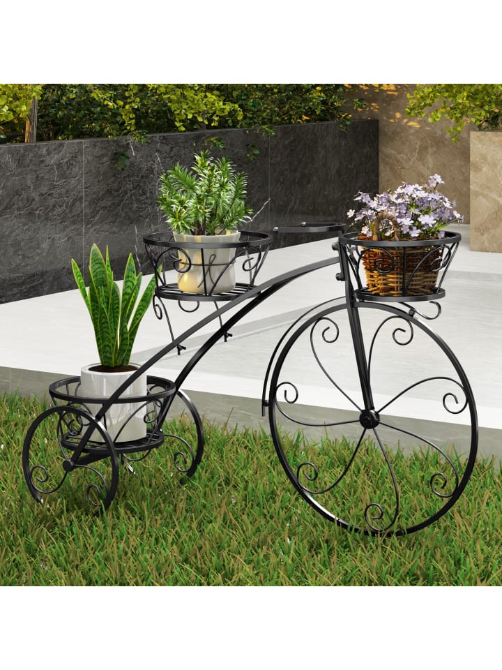 COSTWAY Pflanzenständer Metall 85 x 25 x 50 cm in Schwarz günstig kaufen onesize