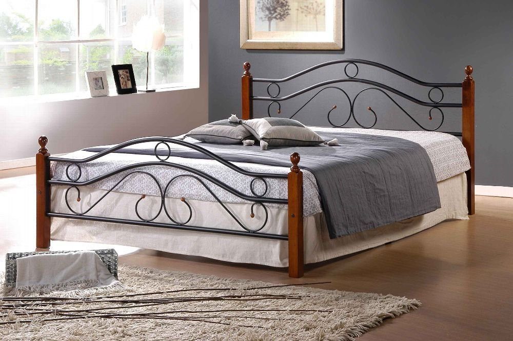 Homestyle4u Metallbett Bettgestell Doppelbett Bettrahmen + Lattenrost schwarz 140 160 180 (Kein Set)