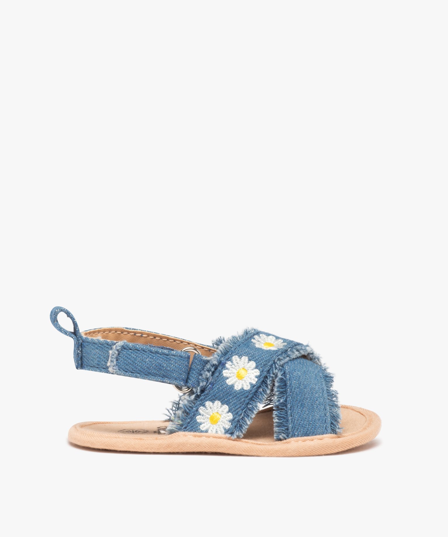 Chaussons de naissance bébé fille sandales en denim denim | GEMO