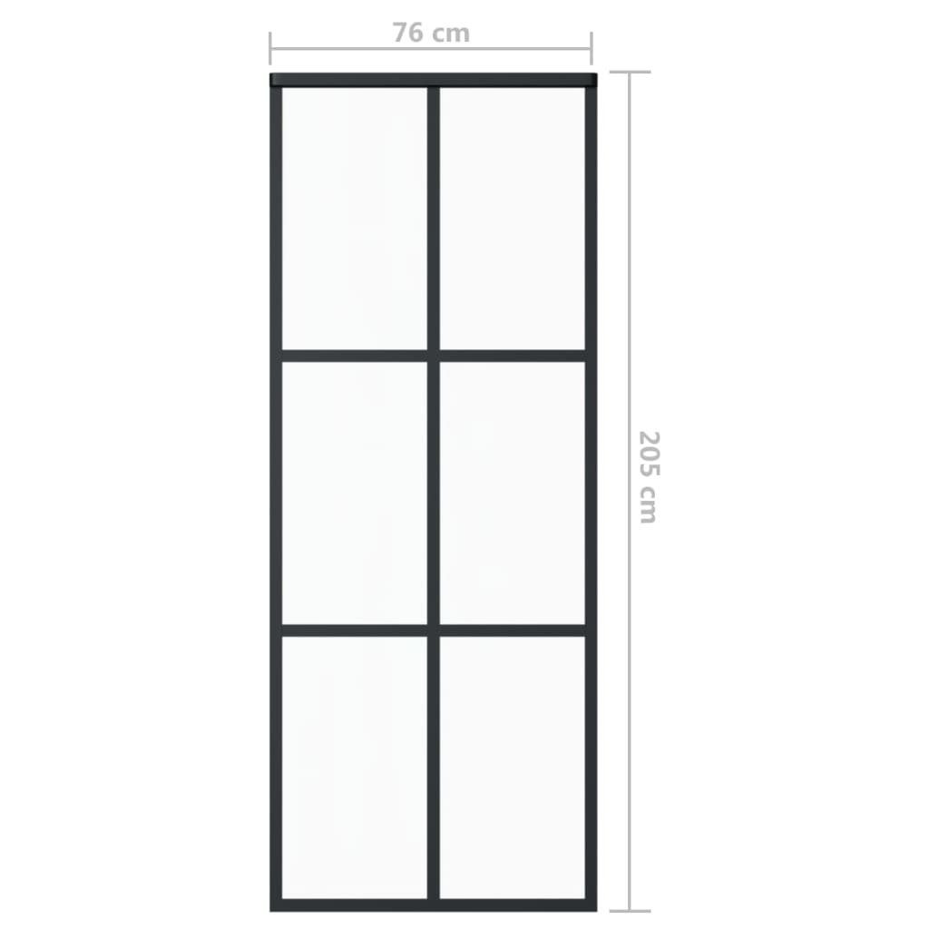 vidaXL Zimmertür Schiebetür mit Beschlag ESG-Glas Aluminium 76x205 cm